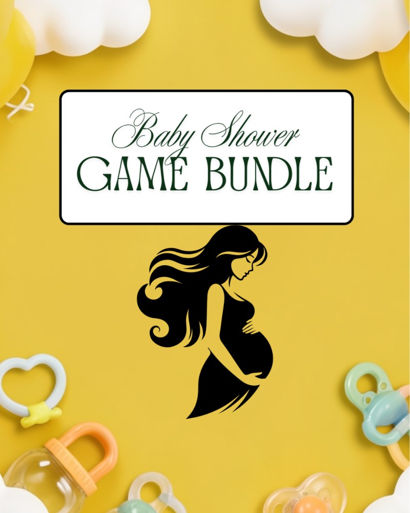 Sunflower Yellow Baby Shower Game Bundle