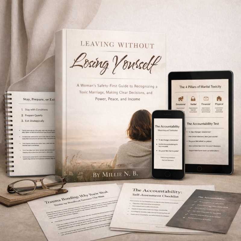 Leaving WITHOUT Losing Yourself: A Woman's Safety-First Guide to Recognizing a Toxic Marriage, Making Clear Decisions, and Rebuilding Power, Peace, and Income