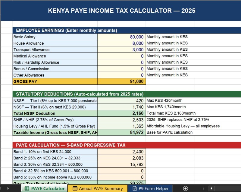 PAYE Calculator (Deep-Dive) | Excel Template for Kenyan Businesses