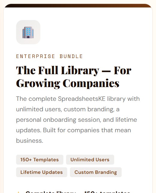 SpreadsheetsKE Enterprise Bundle — Unlimited Users, Custom Branding & Lifetime Updates