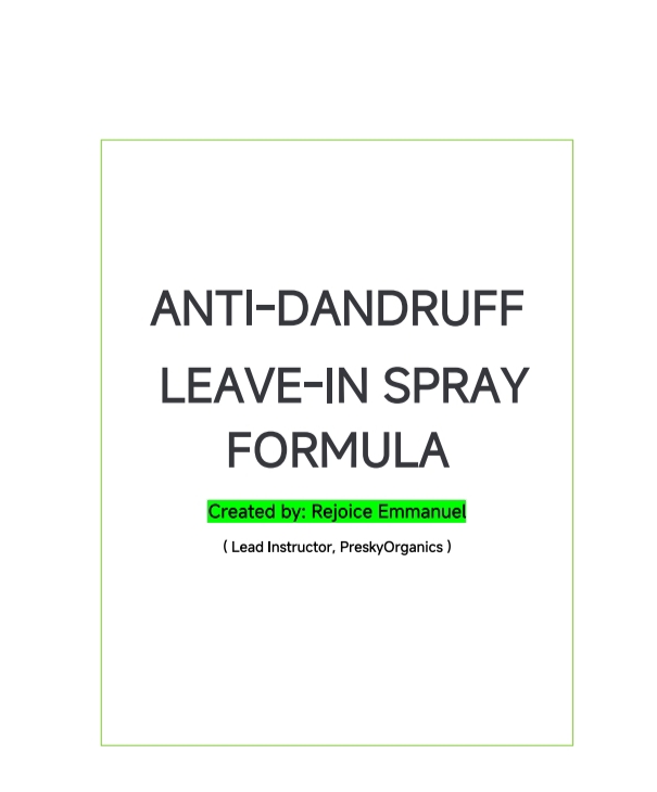 Anti-dandruff Scalp mist formula