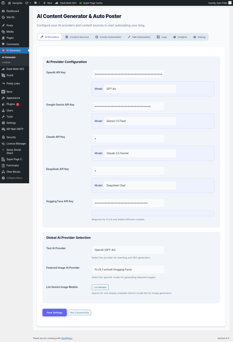 WordPress AI-Powered Automatic Content Generator & Auto Posting Plugin