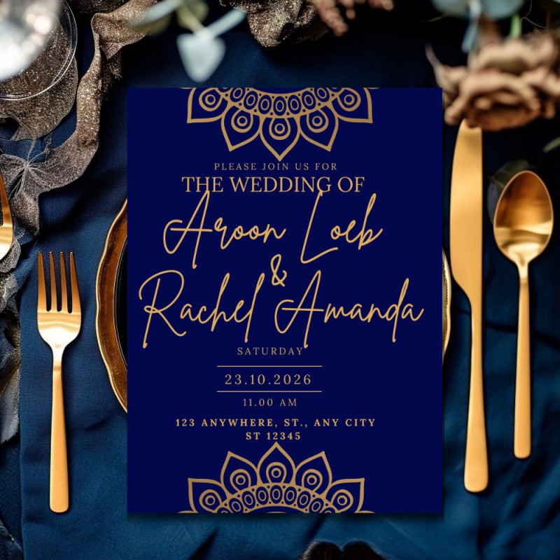 Black and Gold Luxury Sparkling Wedding Invitation  (Document)