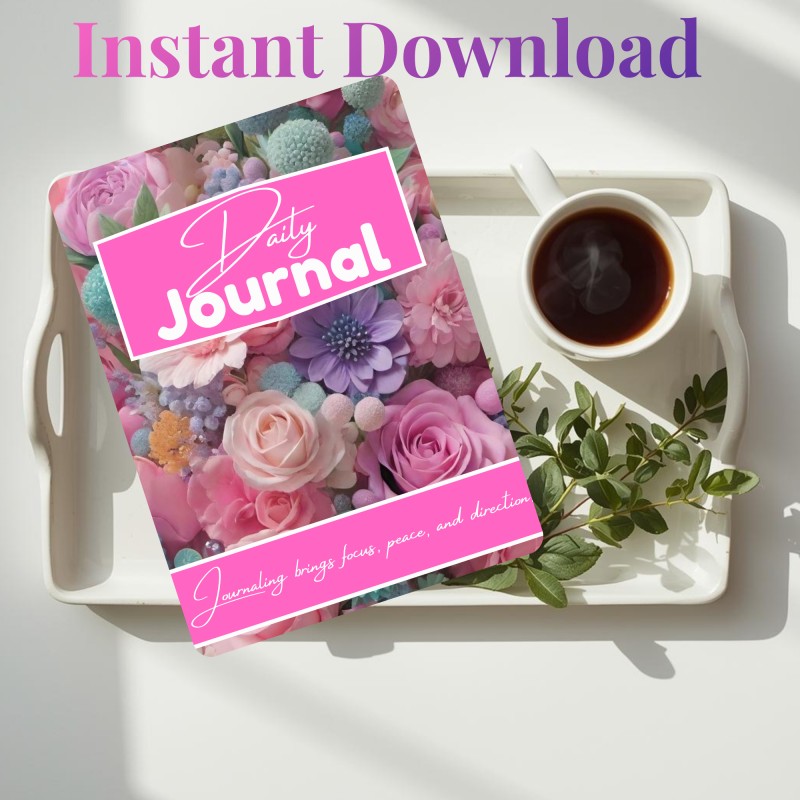 Floral Daily Journal Printable | 120 Page Aesthetic Lined Journal | 8.5x11 Writing Notebook PDF | Self Reflection & Daily Writing Journal