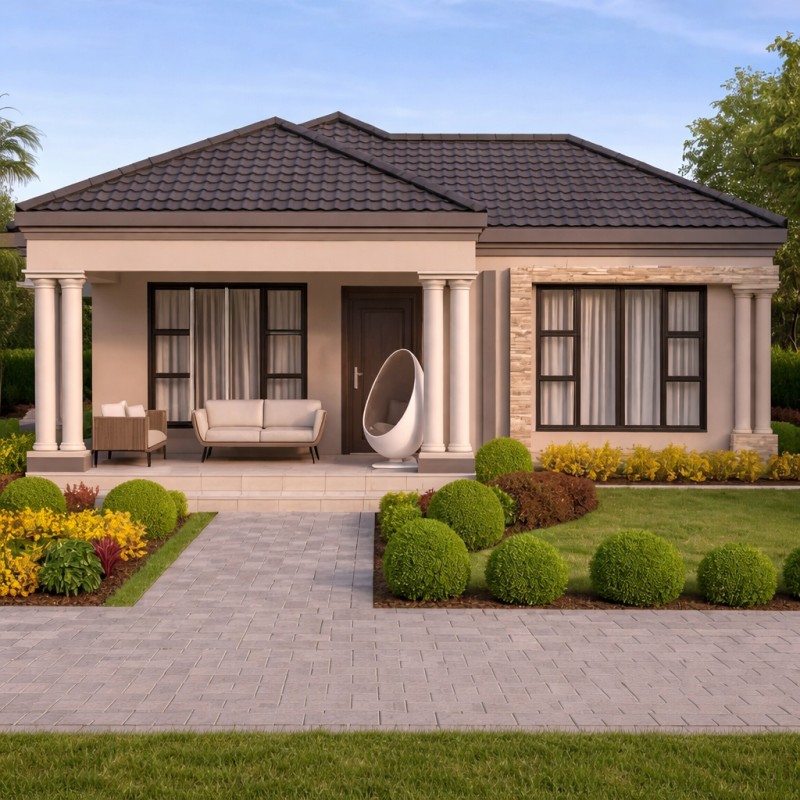 Modern 2-Bedroom House Plan (96m²)