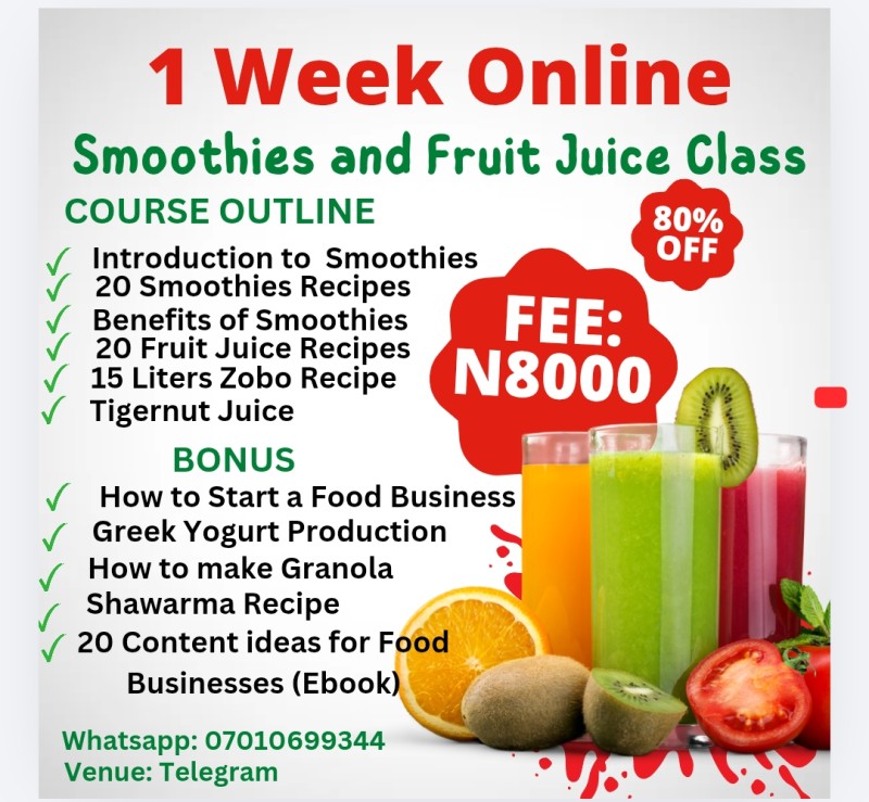 SMOOTHIES AND FRUIT JUICES CLASS