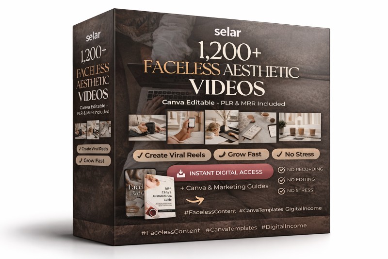 1,200+ Faceless Aesthetic Video Bundle (Canva Editable) – Create Viral Reels, Grow Fast, Sell Without Showing Your Face