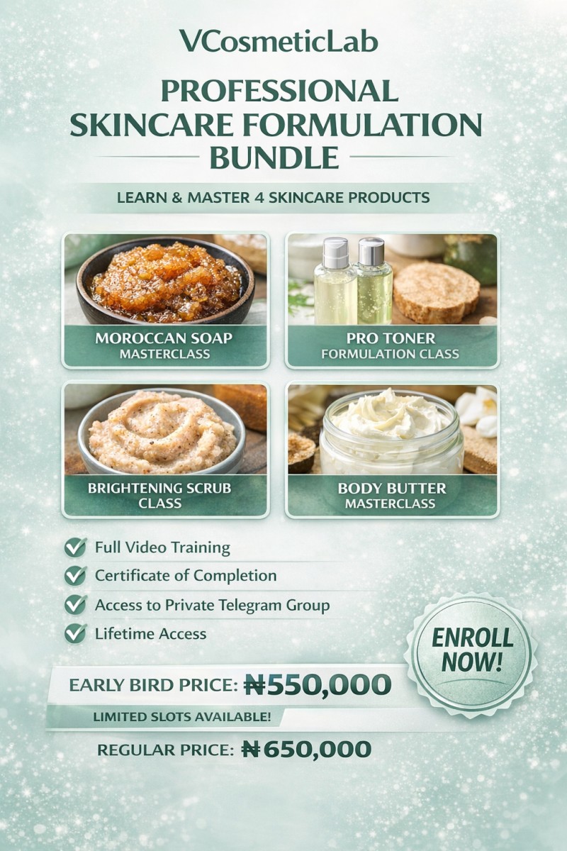 Professional Skincare Formulation Bundle (Moroccan Soap, Toner, Scrub & Body Butter Masterclass)