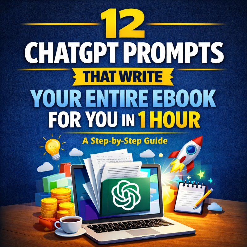12 ChatGPT Prompts That Write Your Entire Ebook For You in 1 Hour -Simple Step-by-Step Guide to Creating and Selling Your First Ebook Even If You've Never Written One Before