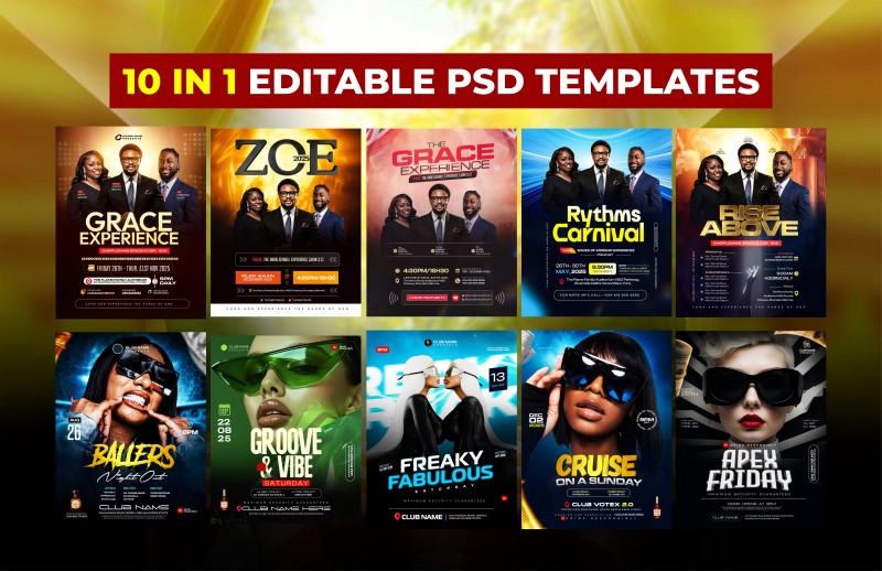 10 IN 1 EDITABLE PSD TEMPLATES