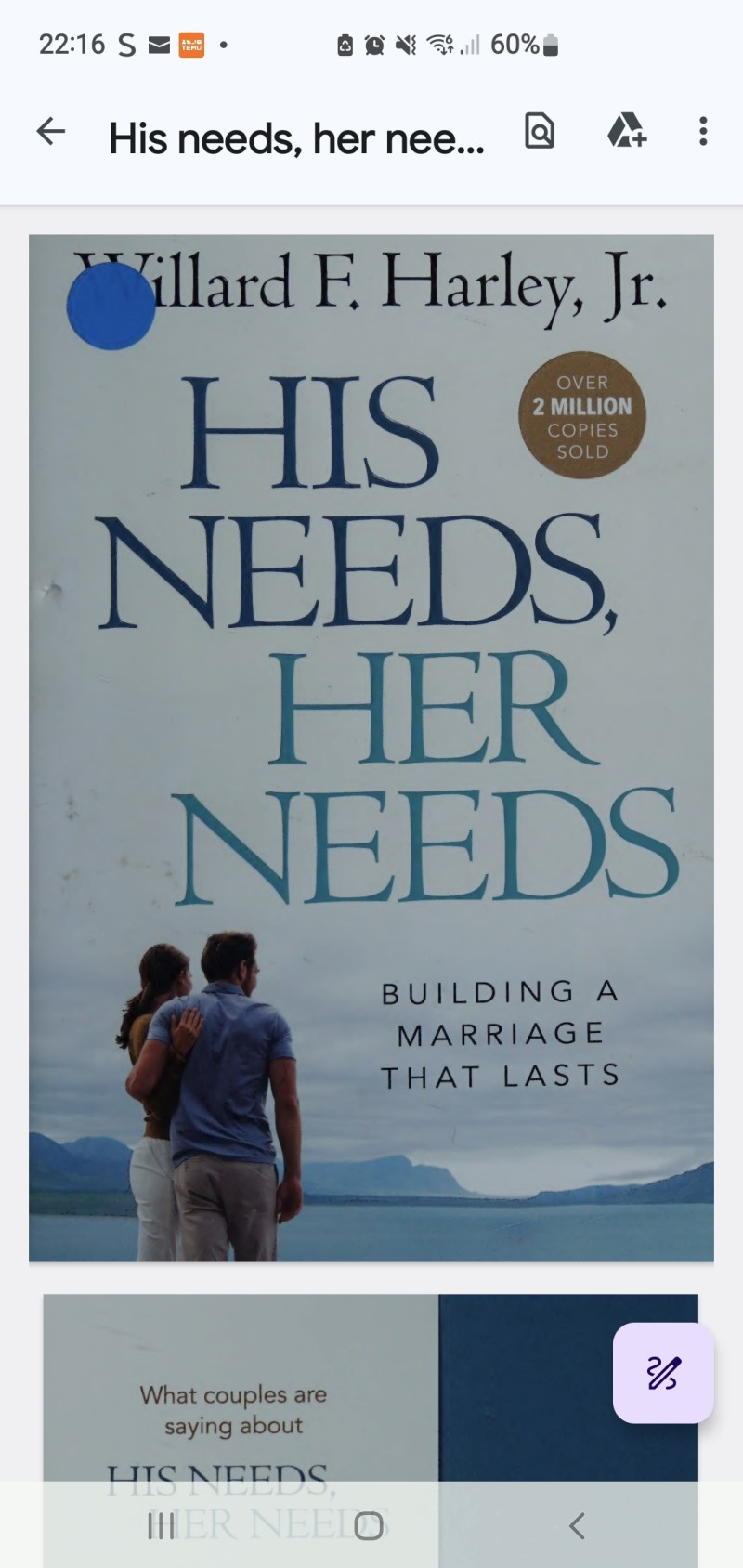 His needs, her Needs (Building Lasting relationships) -PDF Version