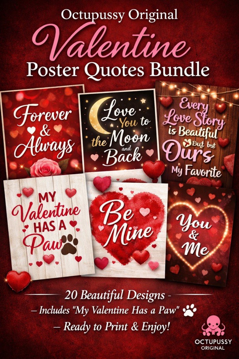 Octupussy Original Valentine Poster Quotes Bundle