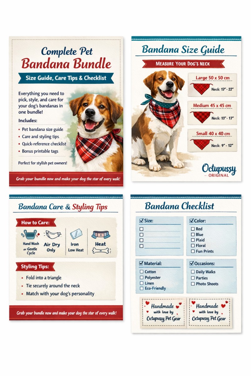 Octupussy Pet Bandana Size Chart – Premium Bundle