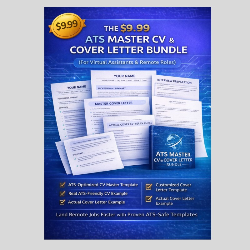 ATS MASTER CV AND COVER LETTER TEMPLATE BUNDLE FOR VIRTUAL ASSISTANTS & REMOTE ROLES