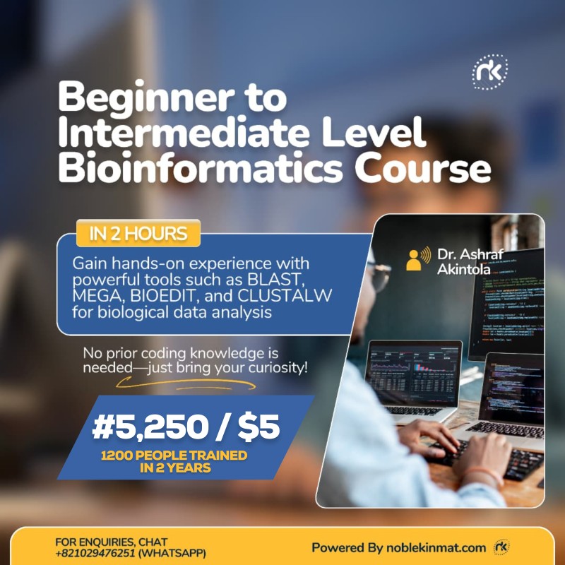 Beginner to Intermediate Level Bioinformatics Course