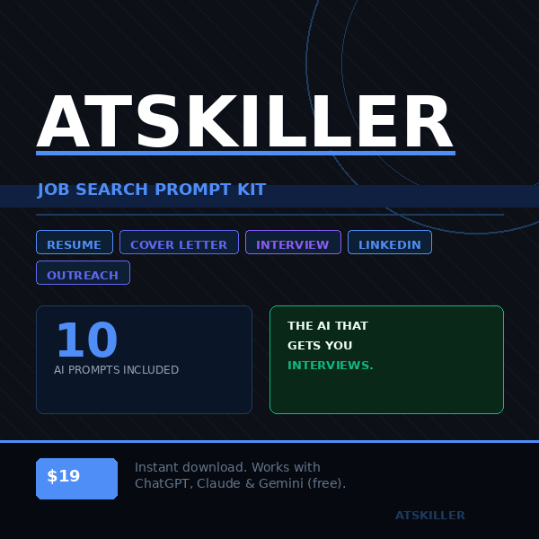 AI Resume Prompts – ATSKILLER Job Search Prompt Kit (10 Prompts That Get You Interviews)