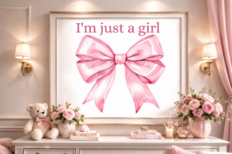 Soft Girl Room Decor – Pink Bow & Big God Wall Art (3 Prints)