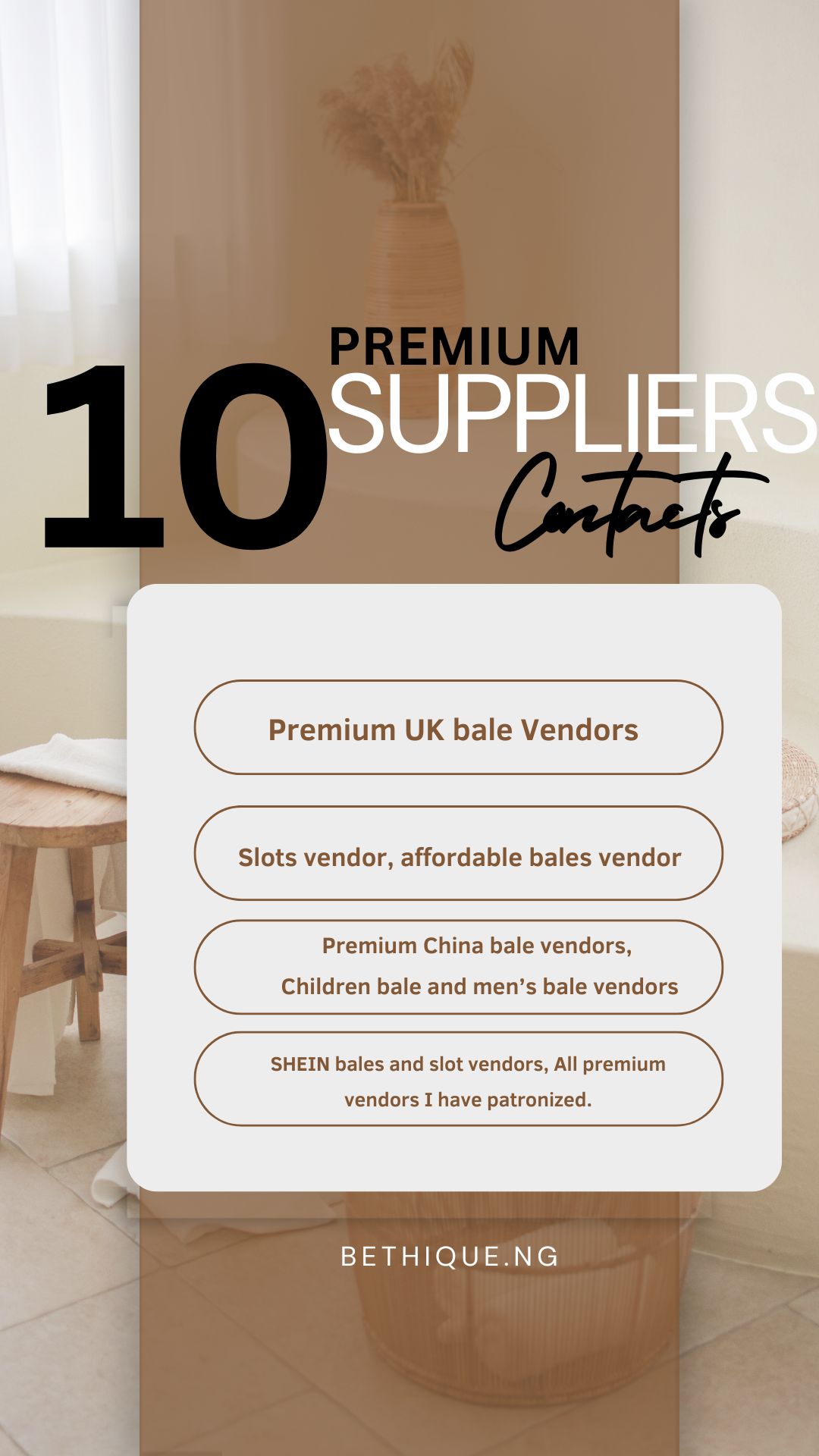 10 PREMIUM SUPPLIERS CONTACT