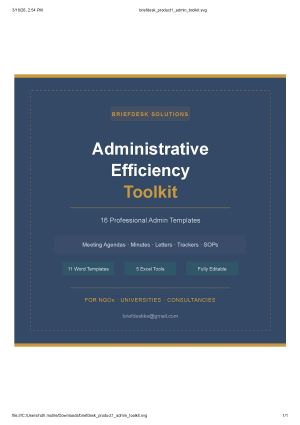 Administrative Efficiency Toolkit | Professional Admin Templates for NGOs and Universities