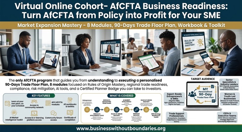 Virtual Online Cohort - AfCFTA Business Readiness: Turn AfCFTA from Policy into Profit for Your SME - Market Expansion Mastery