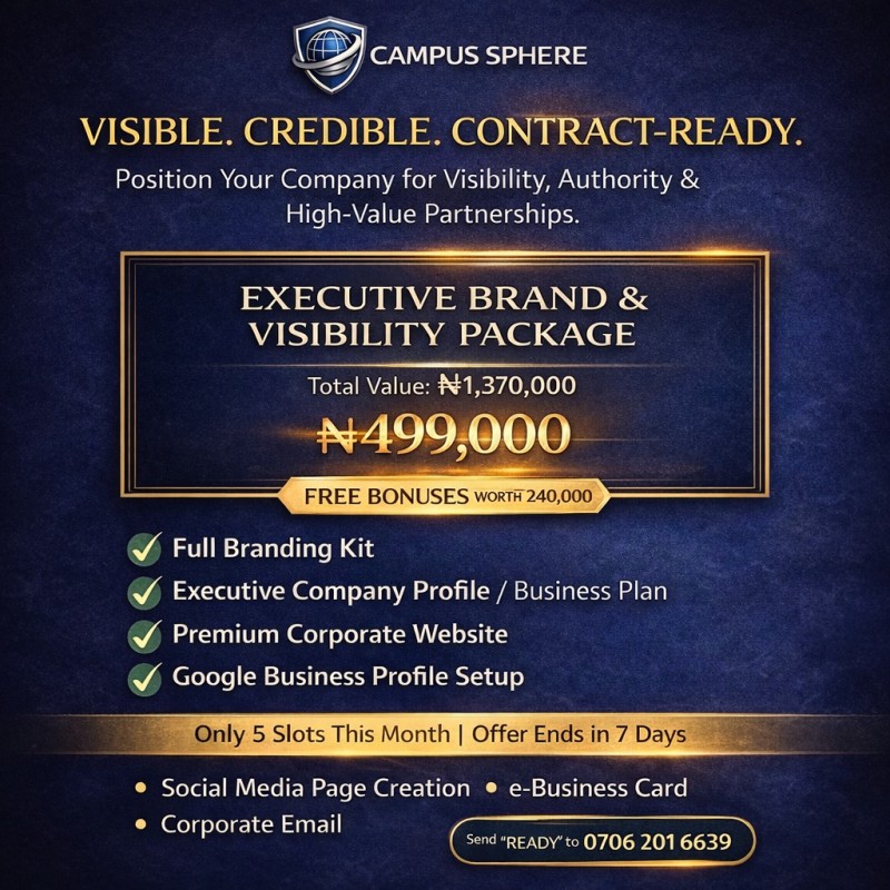 Buy EXECUTIVE BUSINESS BRAND & VISIBILITY PACKAGE by Campus Sphere on Selar
