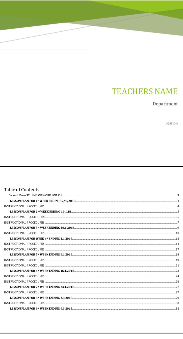 Nigerian Biology lesson plan for teachers(Ss1 2nd term)