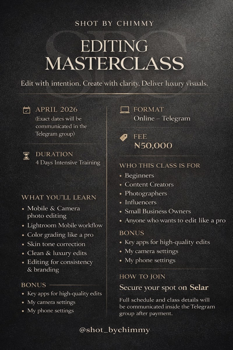 ShotbyChimmy Editing Masterclass