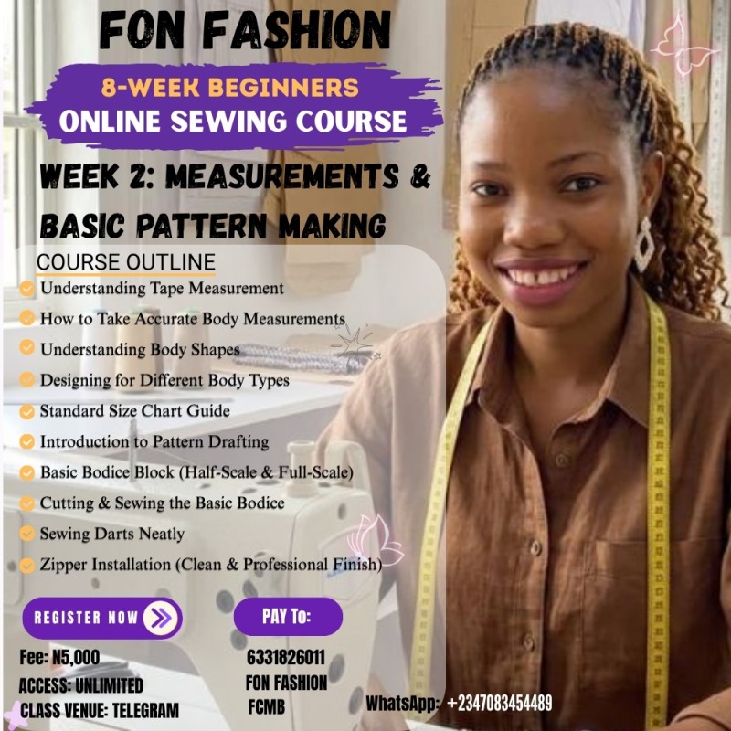 8-Week Beginner Online Sewing course (Week 2)