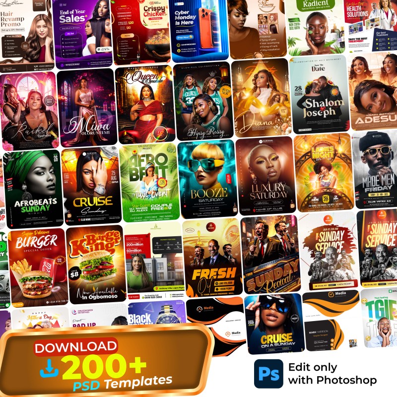 Ultimate Graphic Design Bundle: 200+ Editable PSD Files + Bonuses