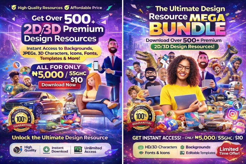 Ultimate 800+ Premium 2D/3D Design Mega Bundle  CorelDraw Editable Packs + HD PNG Images + Templates + Fonts