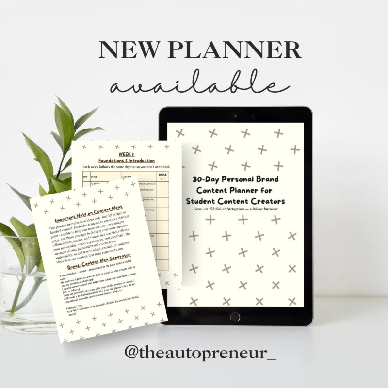 30-Day Personal Brand Content Planner for Students