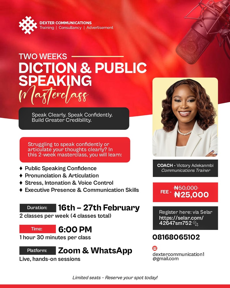Two Weeks Diction & Public Speaking Masterclass