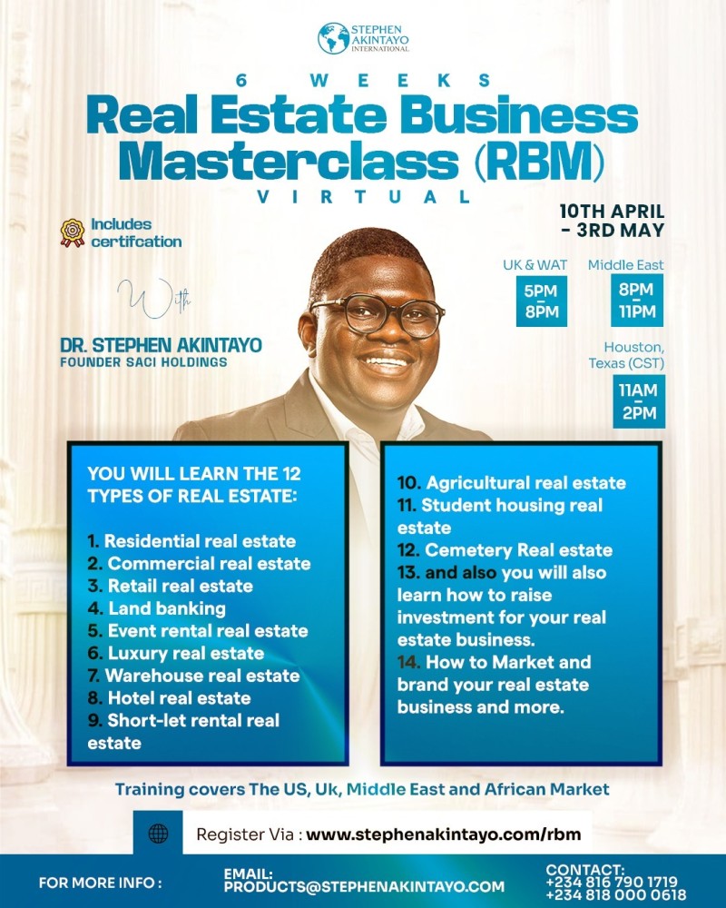 Real Estate Business Masterclass (RBM) – 6 Weeks Virtual Certification Program