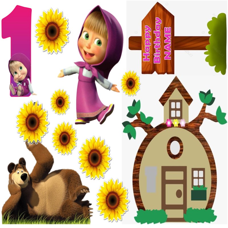 MASHA AND THE BEAR CUTS OUT (CUSTOMIZABLE)