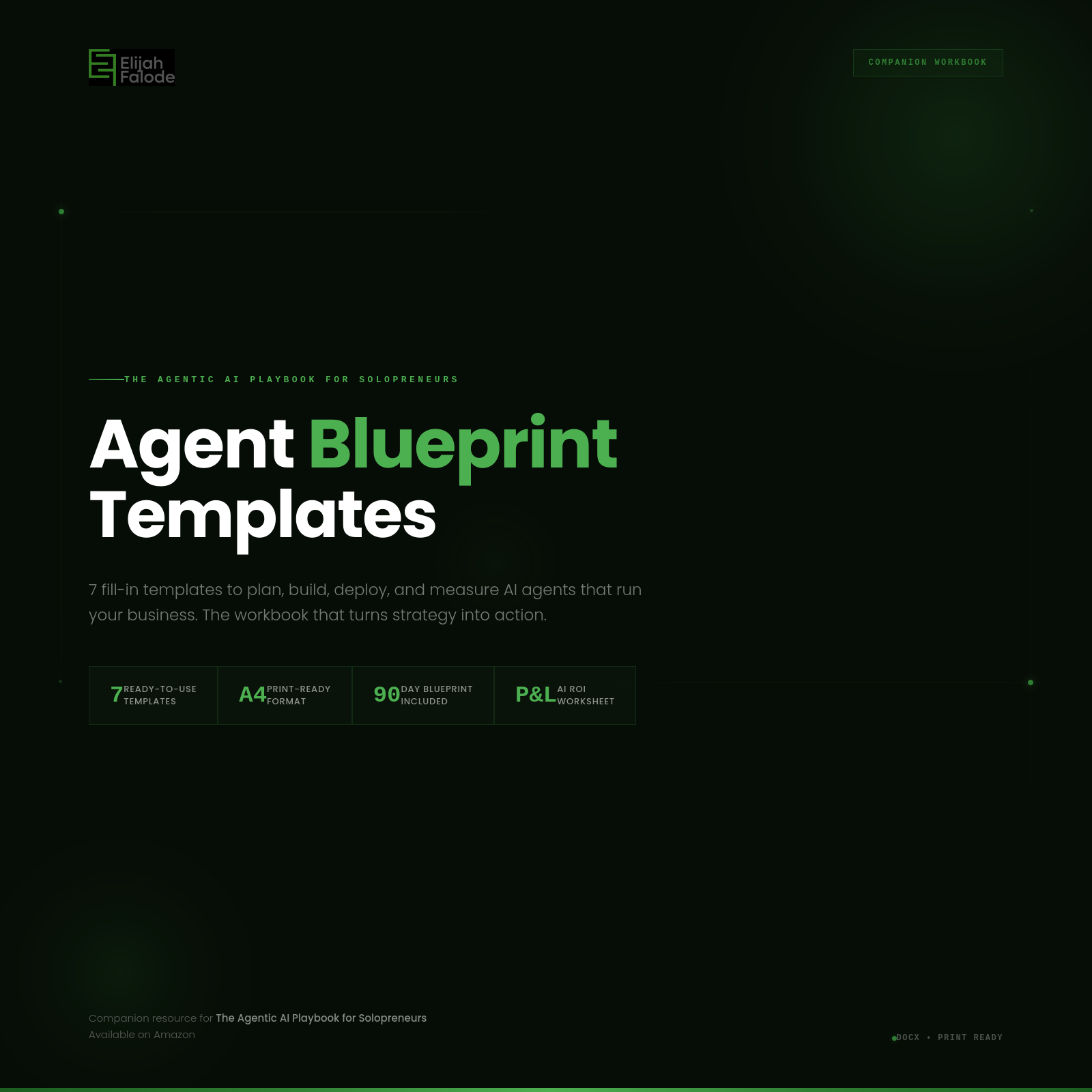 Agent Blueprint Templates — The Agentic AI Playbook for Solopreneurs