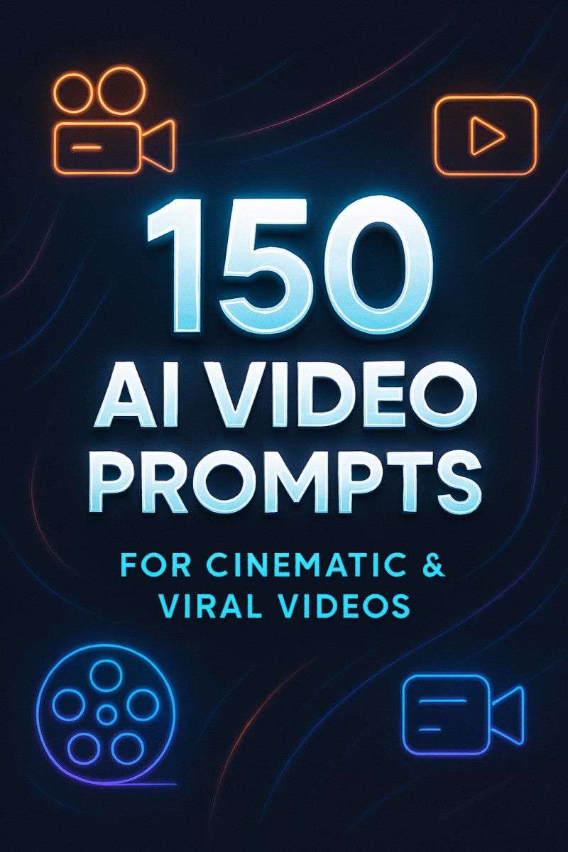150 AI Video Prompts for Cinematic & Viral Content – Works With Any AI Video Generator