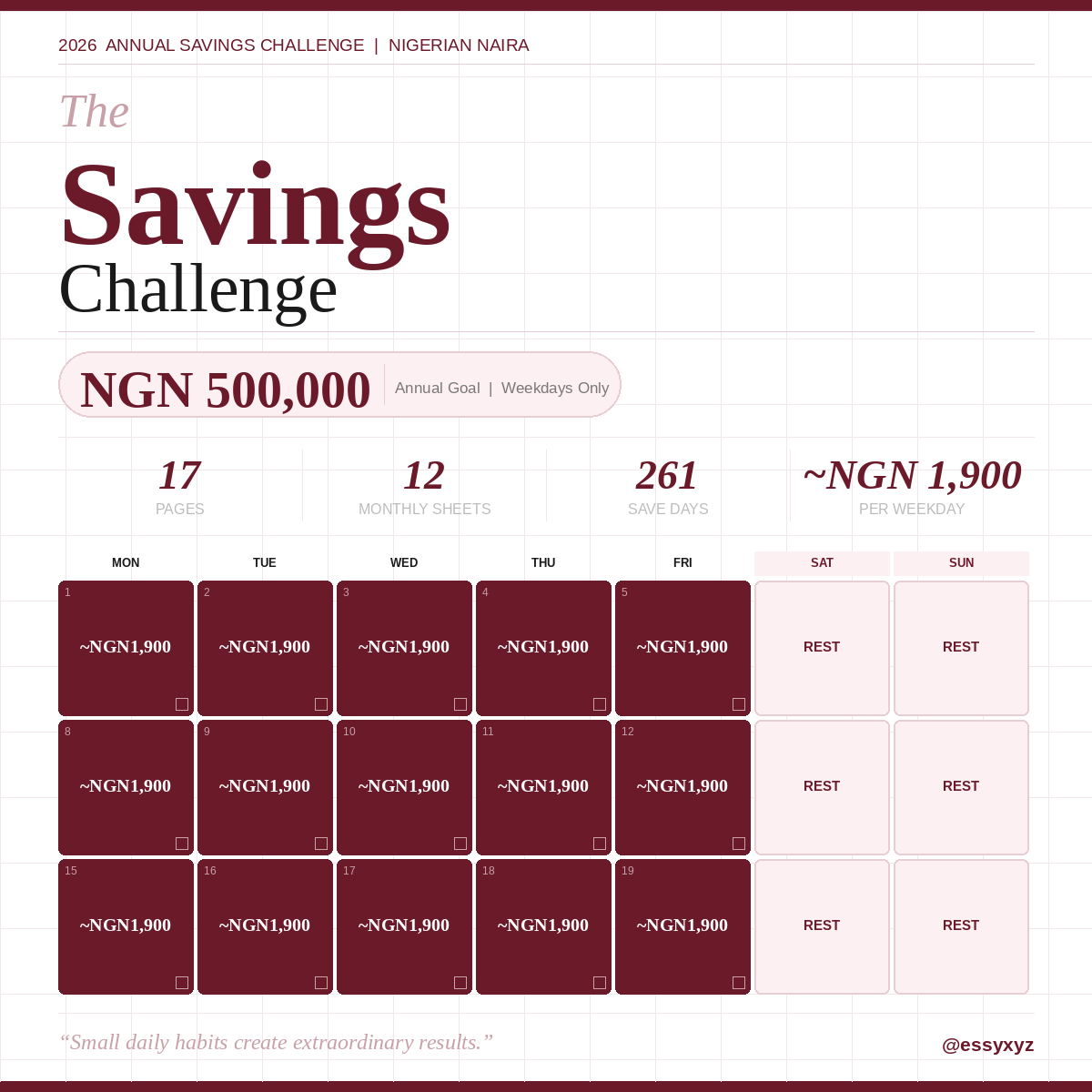 NGN 500,000 Annual Savings Challenge (2026 Planner)