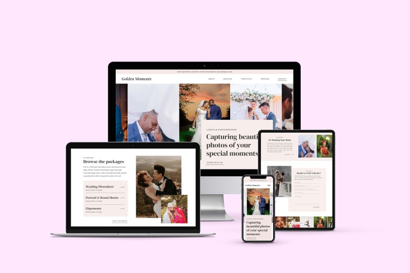 Golden Moments | One Page Showit Website Template