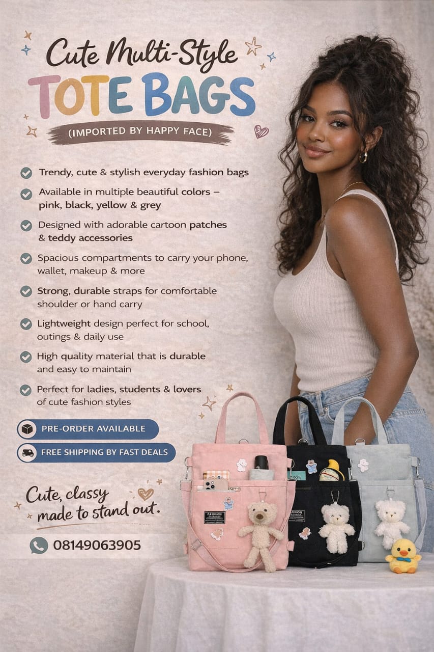 Cute Multi-Style Tote Bags (Imported by Happy Face)