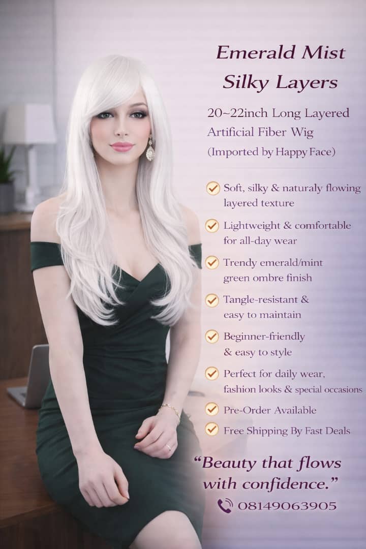 Emerald Mist Silky Layers  20–22inch Long Layered Artificial Fiber Wig (Imported by Happy Face)