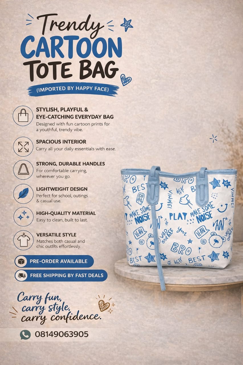 Trendy Cartoon Tote Bag (Imported by Happy Face)