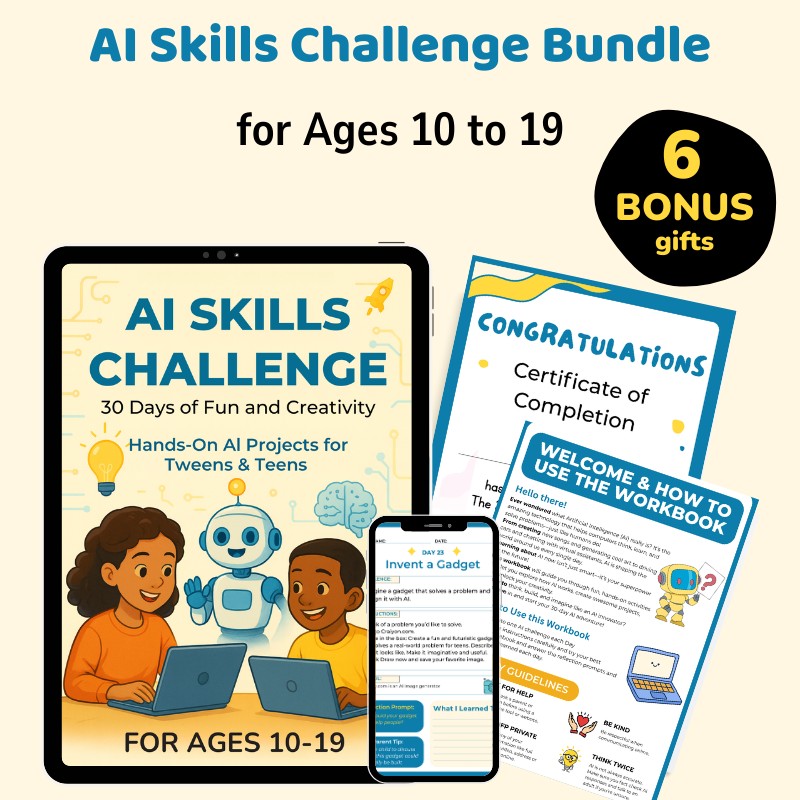 AI Skills Challenge Workbook for Teens – STEM Projects (PDF)