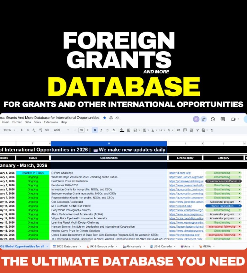 [4-Month Access] Database of Foreign Grant And Fully Funded Conferences