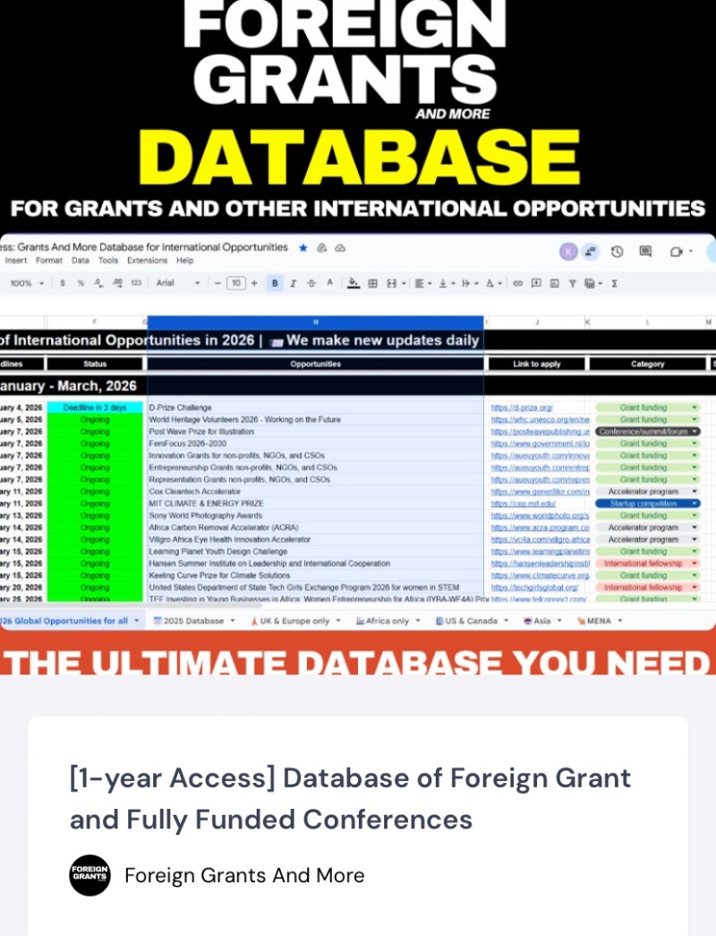 [1-year Access + Discount] Database of Foreign Grant and Fully Funded Conferences