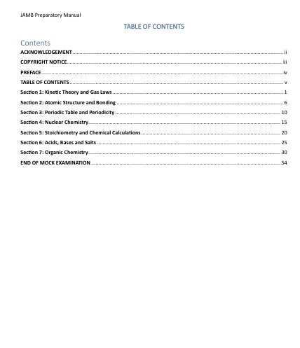 JAMB Chemistry Preparatory Manual (2026 Edition)