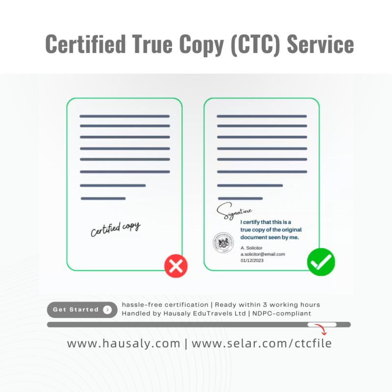Document Certifying True Copy Service