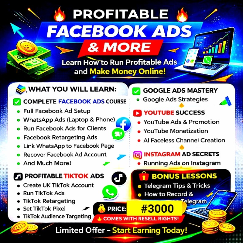 PROFITABLE FACEBOOK ADS & MORE 🔥  Are you tired of struggling to make money online?