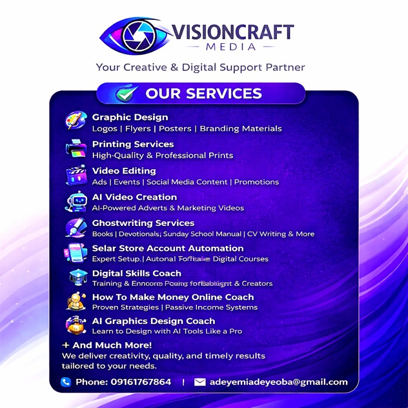 🔷 VISIONCRAFT MEDIA  Your Creative & Digital Support Partner