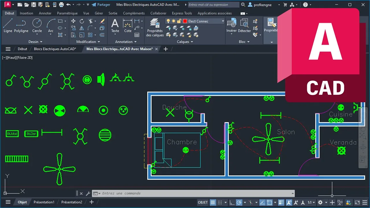 Pack Ultime : +100 Blocs AutoCAD Électriques Dynamiques (Norme NFC 15-100) Réalisez vos plans électriques 5x plus vite !