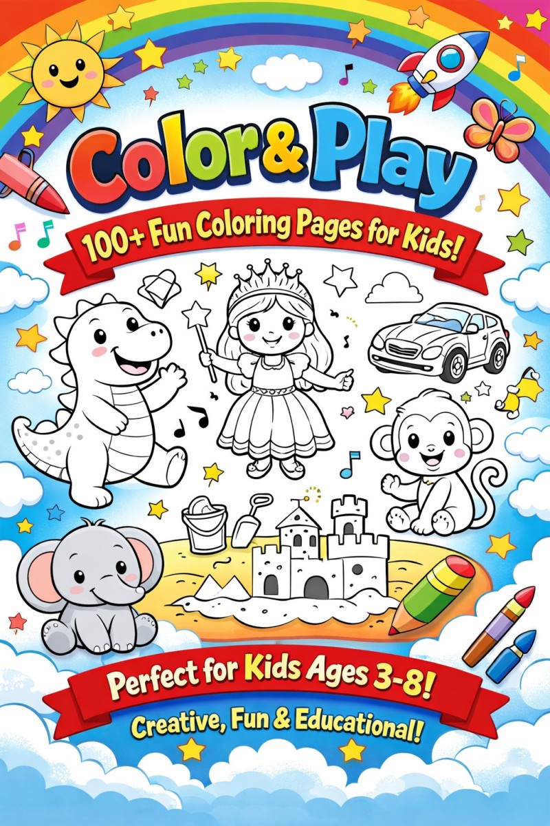 UNDER 9's 100+ Printable Colouring Pages.